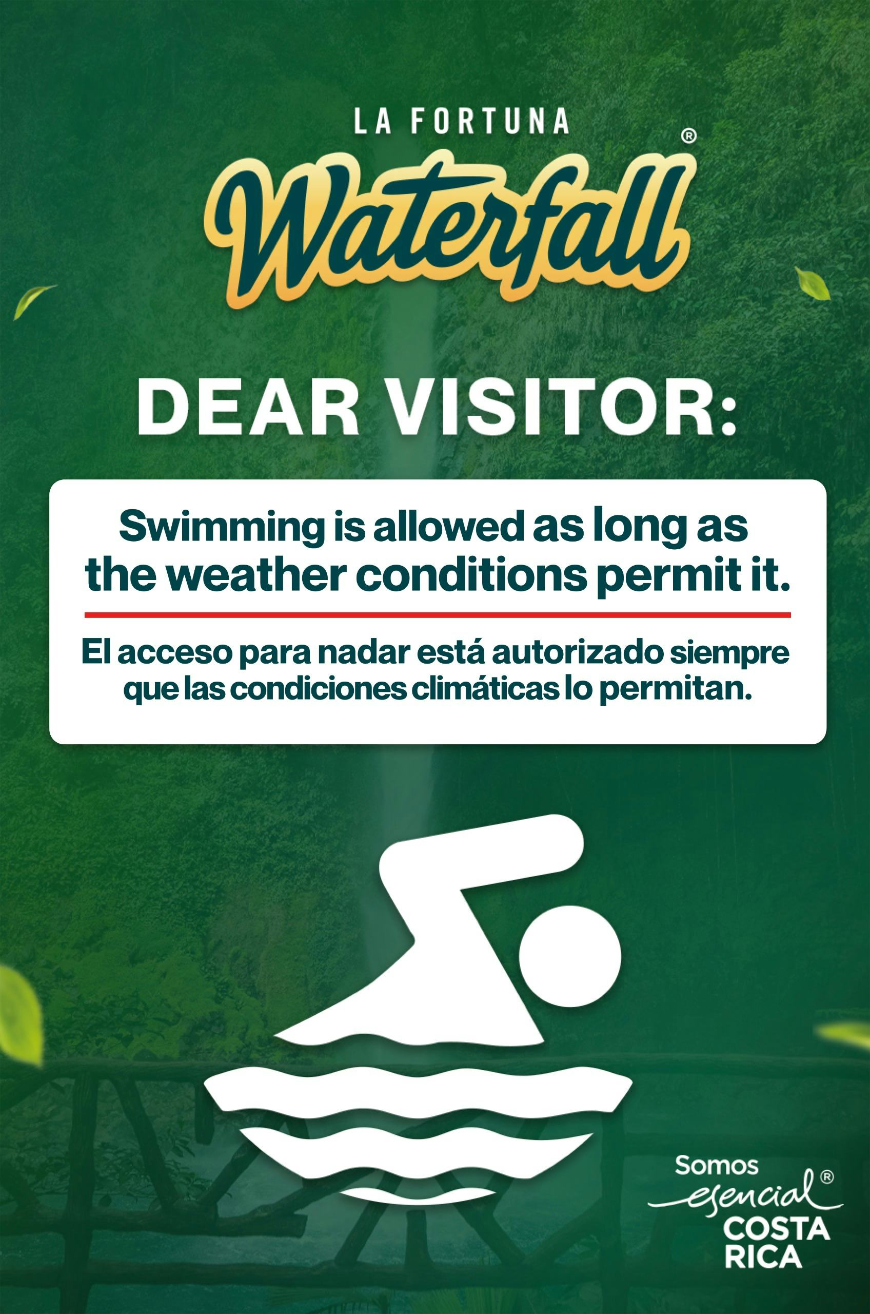 People swiming at La Fortuna Waterfall